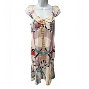 Boho Floral Geometric Sleeveless Dress – Size Small